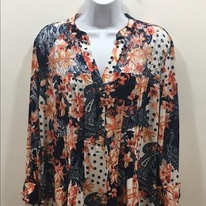 COCOMO WOMAN Top size 1X Silky Flowy Floral